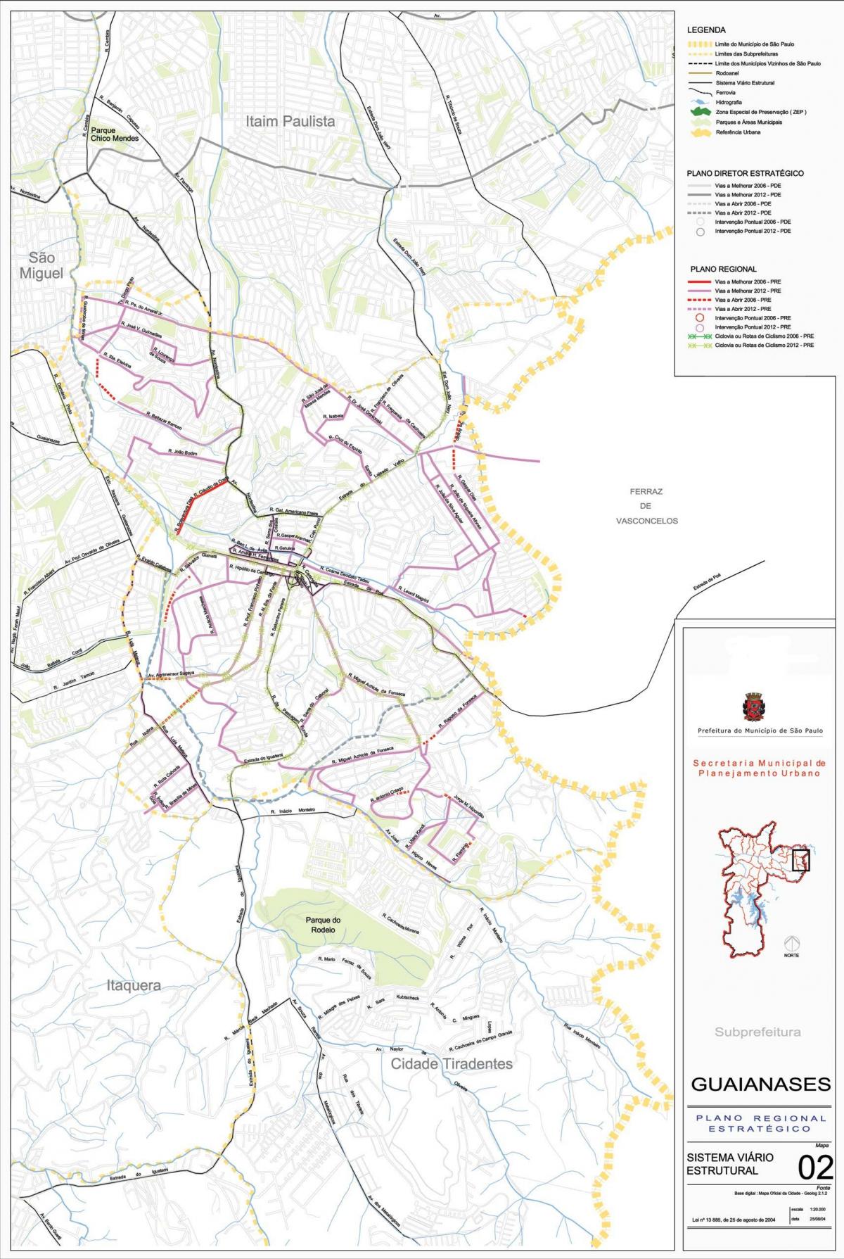 Karte von Guaianases São Paulo - Straßen
