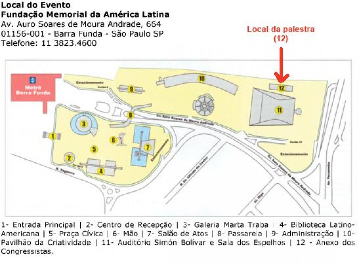 Karte von Lateinamerika-Memorial in São Paulo