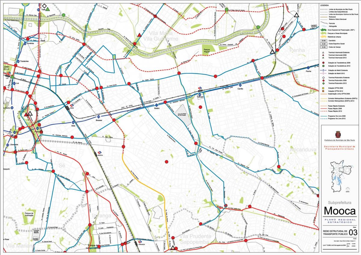 Karte von Mooca, São Paulo - Öffentliche Verkehrsmittel