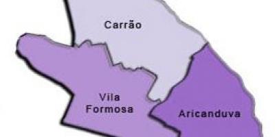 Karte von Aricanduva-Vila Formosa sub-Präfektur