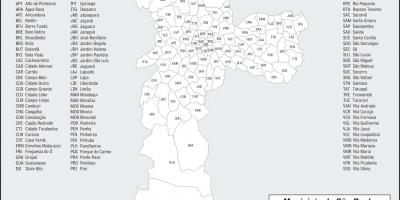 Karte der Stadtbezirke von São Paulo