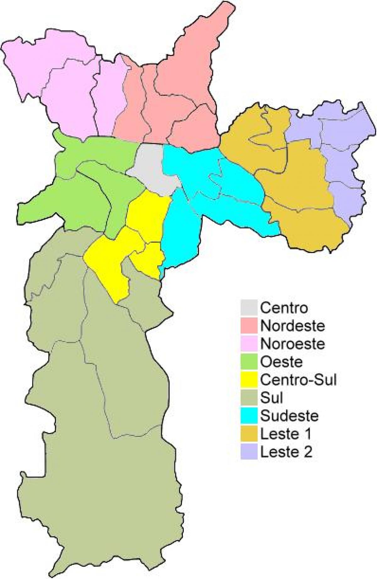 Karte der administrativen Regionen in São Paulo
