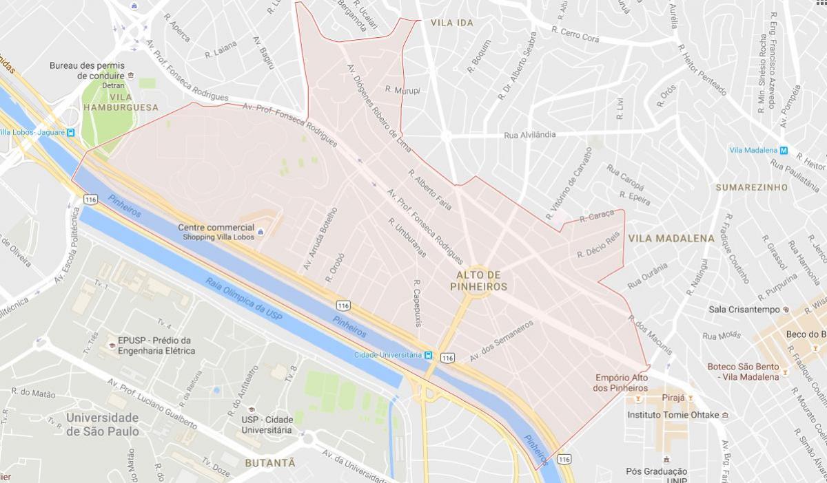 Karte von Alto de Pinheiros São Paulo