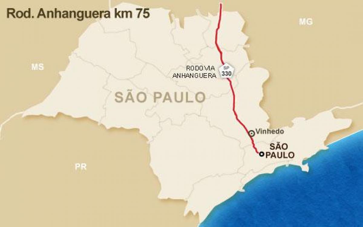 Karte der Anhanguera highway - SP 330