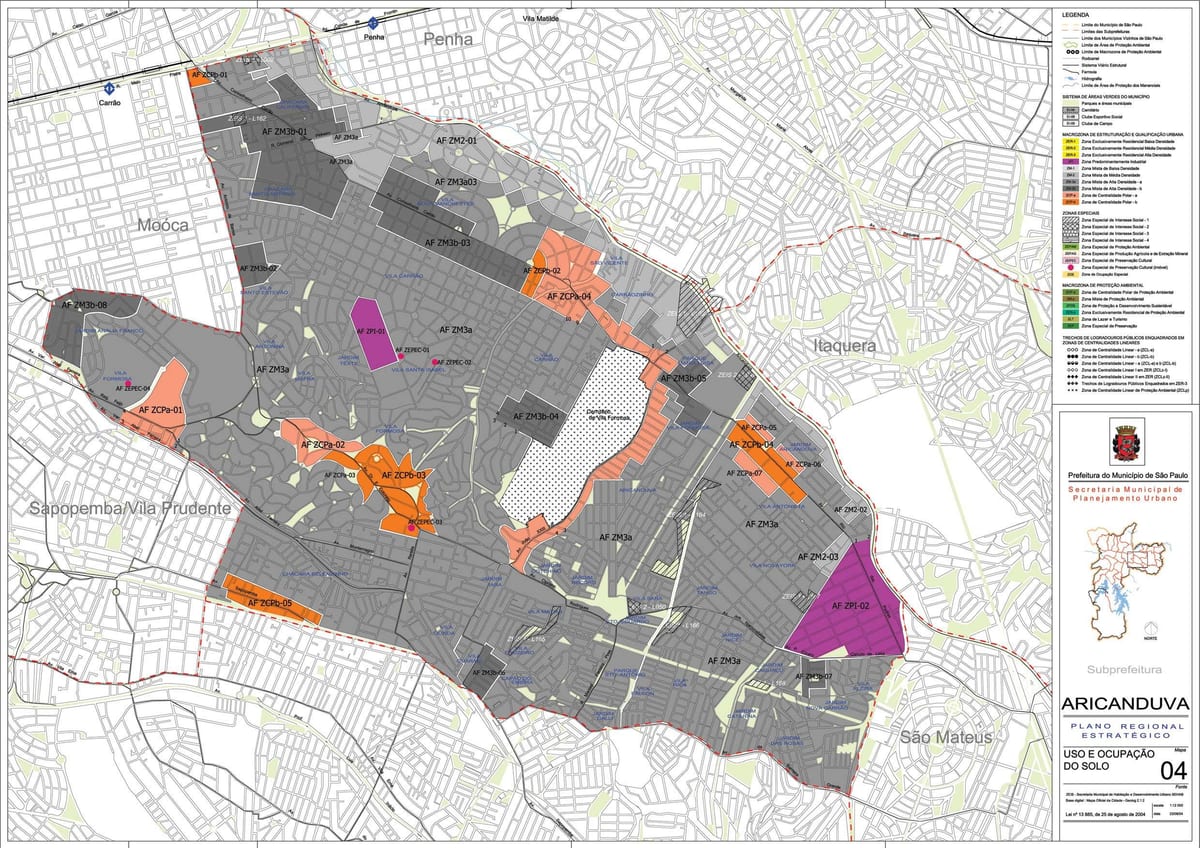 Karte von Aricanduva-Vila Formosa, São Paulo - Besetzung der Erde