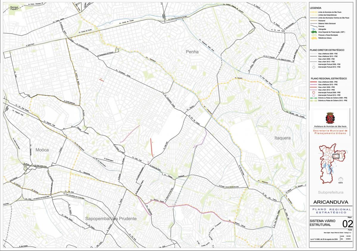 Karte von Aricanduva-Vila Formosa, São Paulo - Straßen