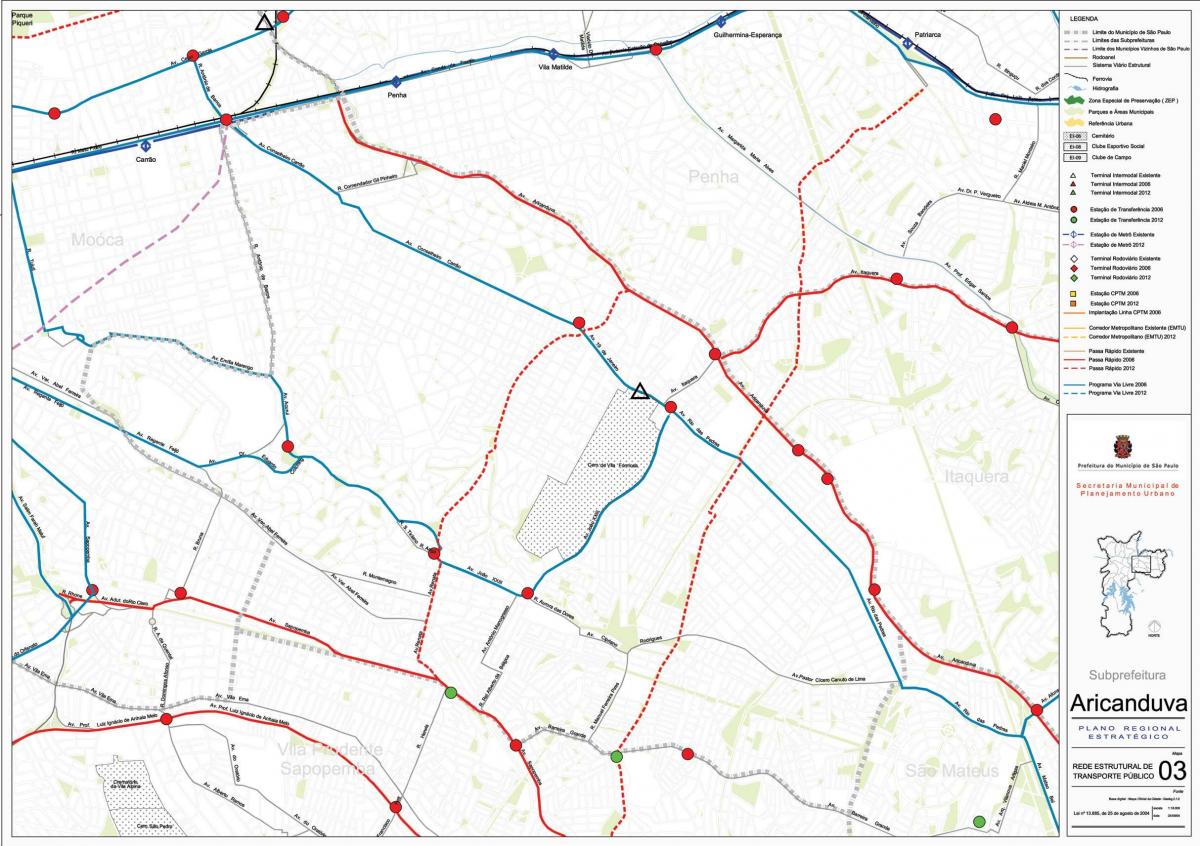 Karte von Aricanduva-Vila Formosa, São Paulo - Öffentliche Verkehrsmittel