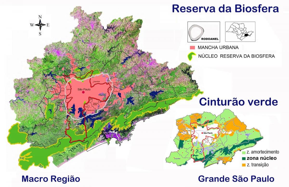 Karte Biosphärenreservat Grüngürtel von São Paulo