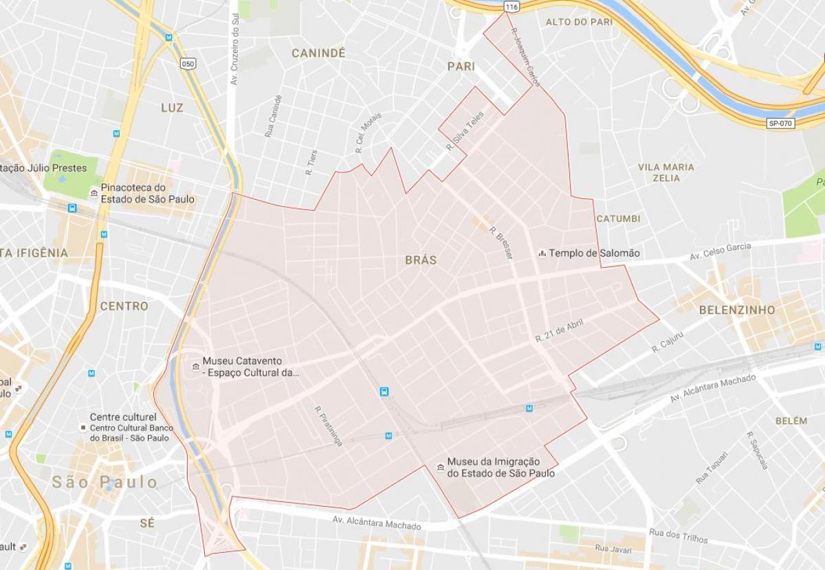 Stadtplan von Brás in São Paulo