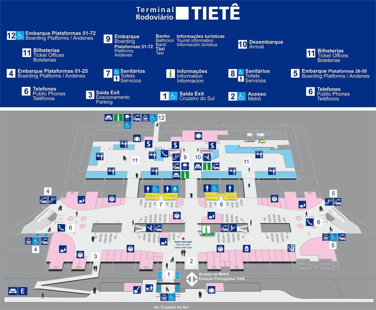 Karte von Tietê bus terminal