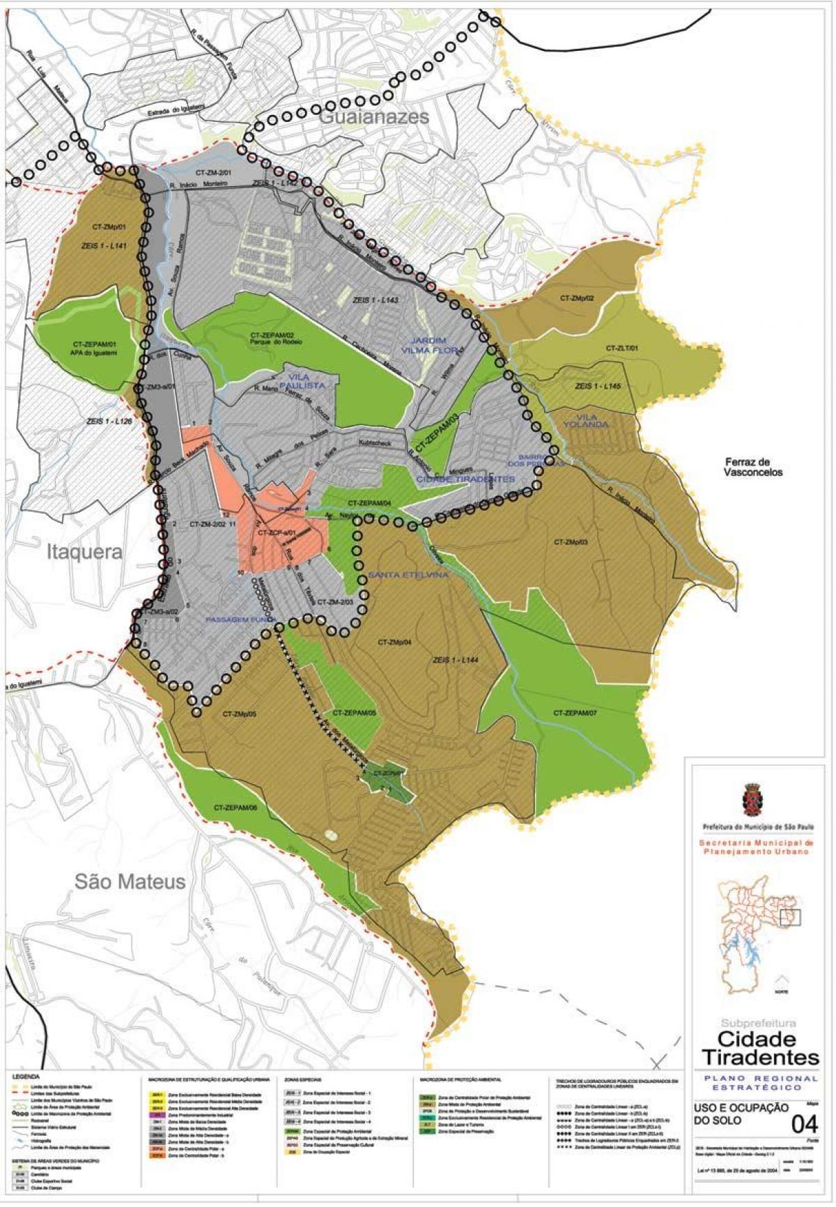 Karte von Cidade Tiradentes-São Paulo - Besetzung der Erde