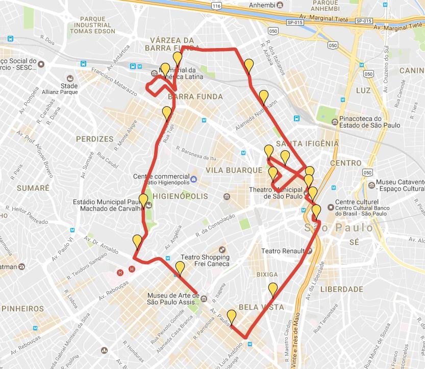 Karte der Corrida International São Silvestre