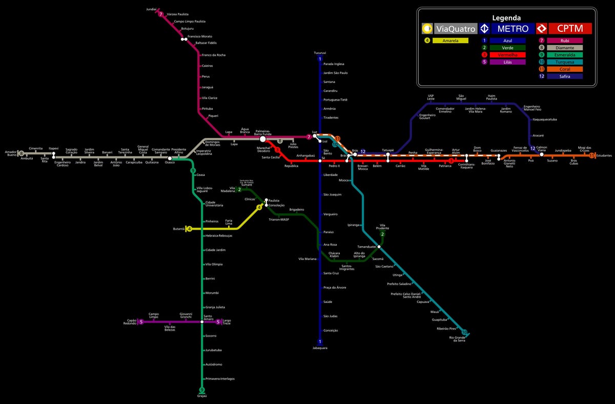 Karte von São Paulo CPTM metro