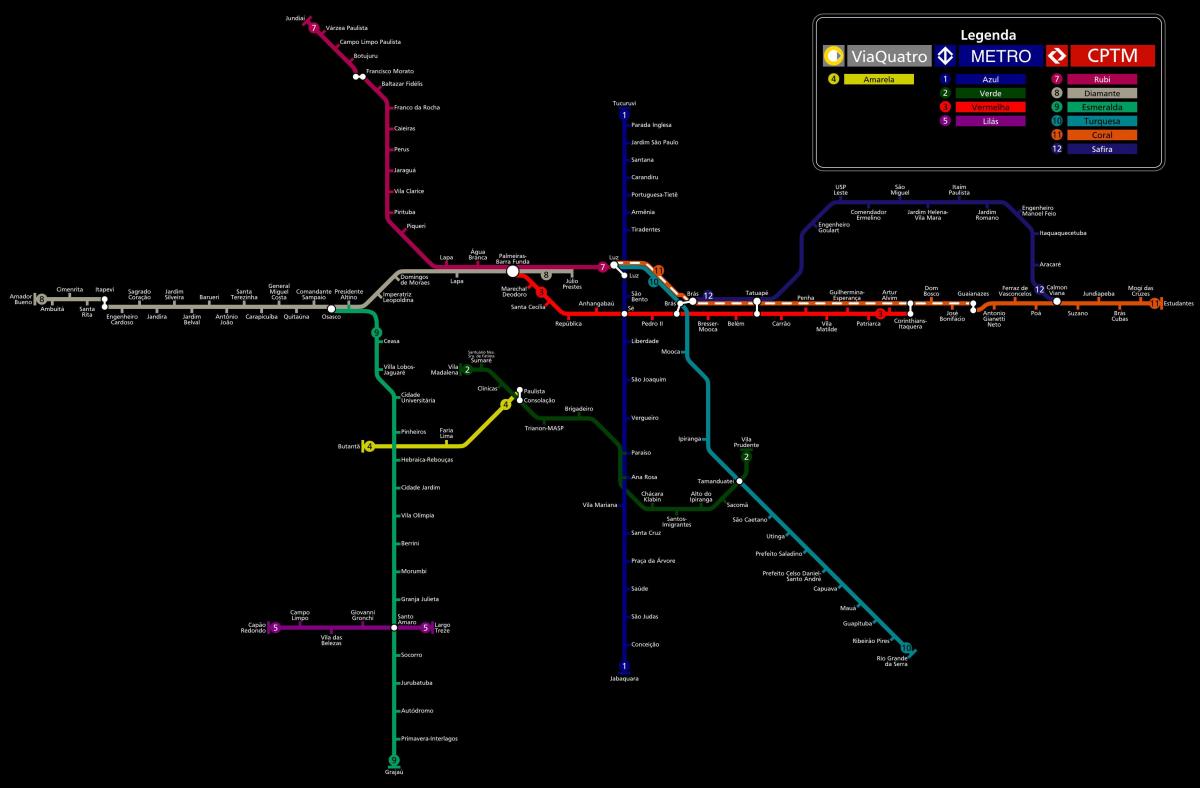 Karte von São Paulo CPTM metro