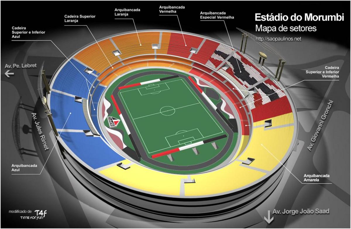 Karte von Cícero-Pompeu de Toledo, São Paulo-Stadion