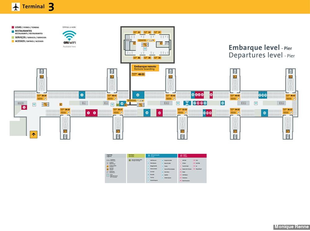 Karte von internationaler Flughafen São Paulo-Guarulhos - Terminal 3