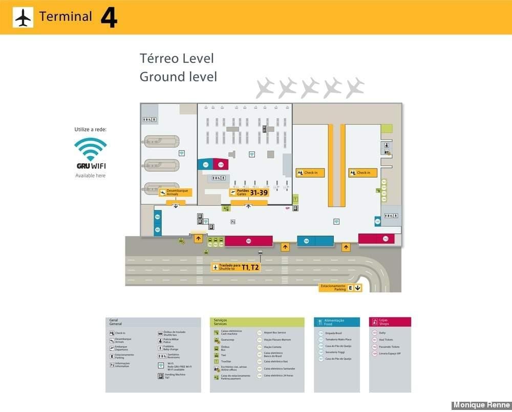 Karte von internationaler Flughafen São Paulo-Guarulhos - Terminal 4