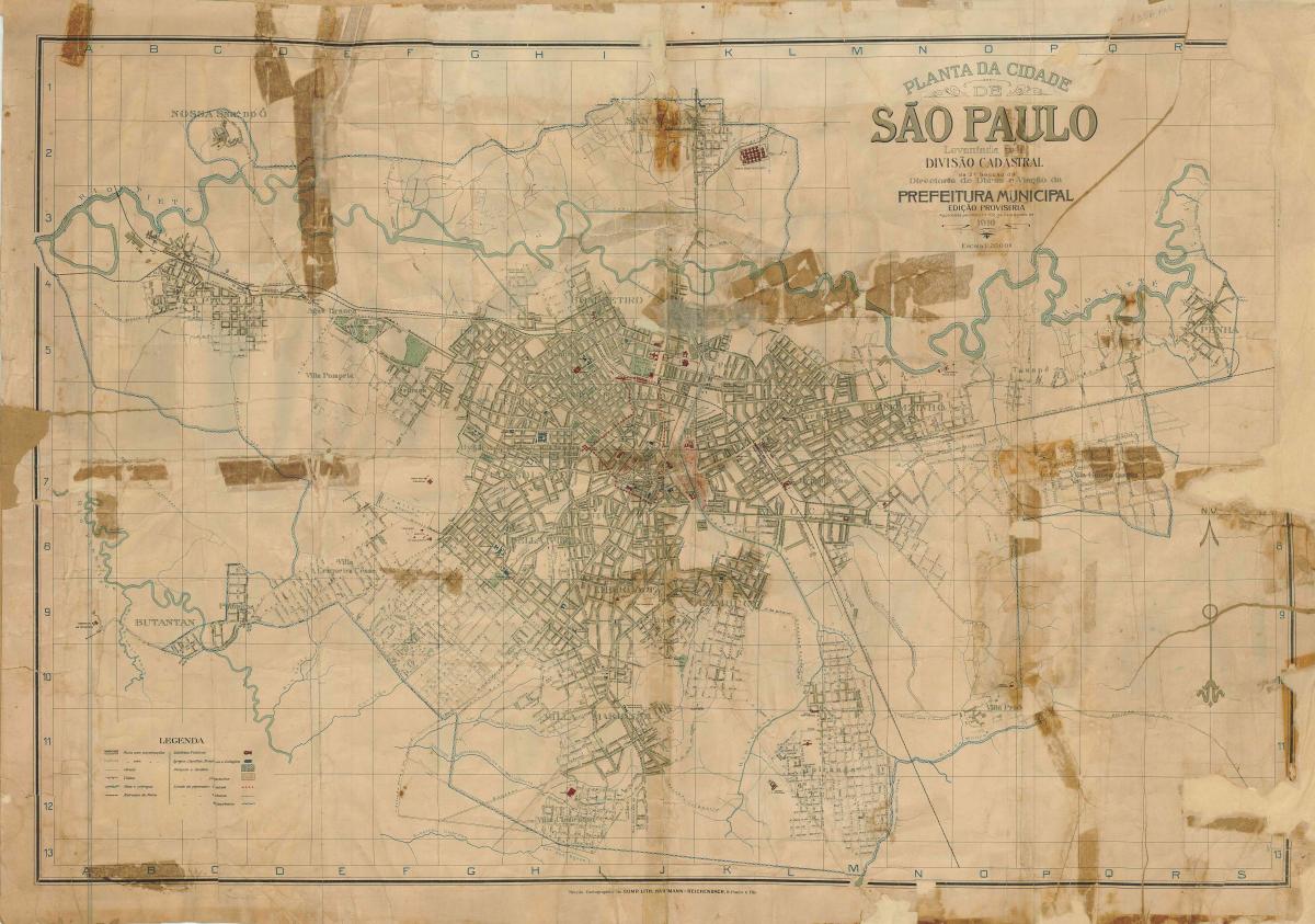 Karte der ehemaligen São Paulo - 1916