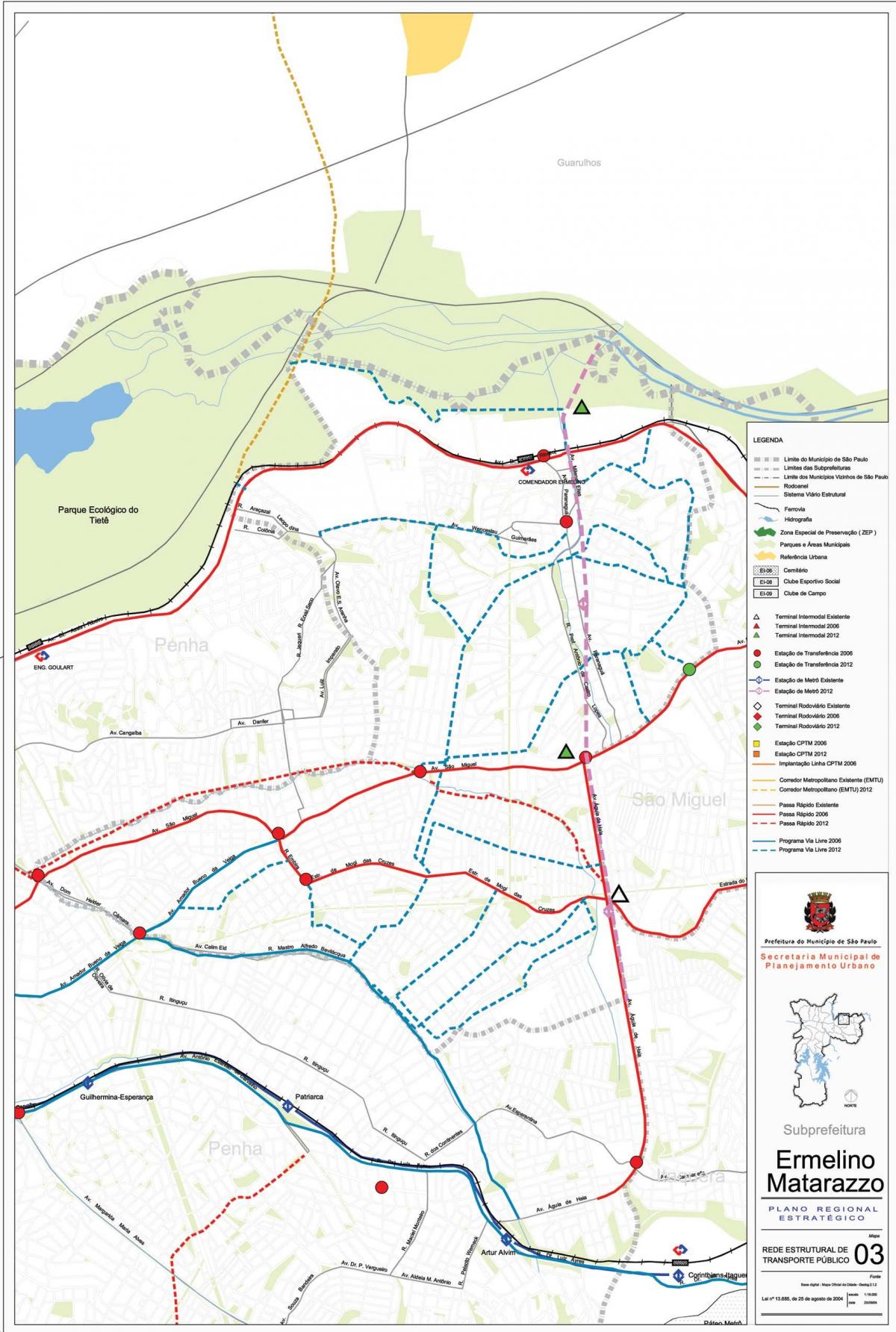 Karte von Ermelino Matarazzo in São Paulo - Öffentliche Verkehrsmittel