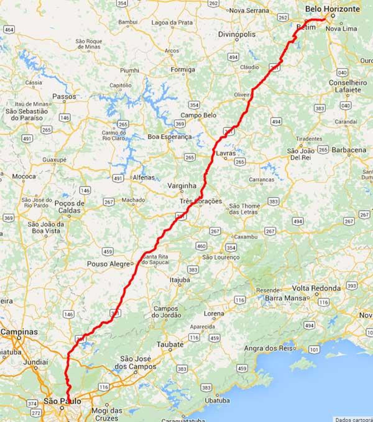 Karte von Fernão Dias Autobahn BR - 381