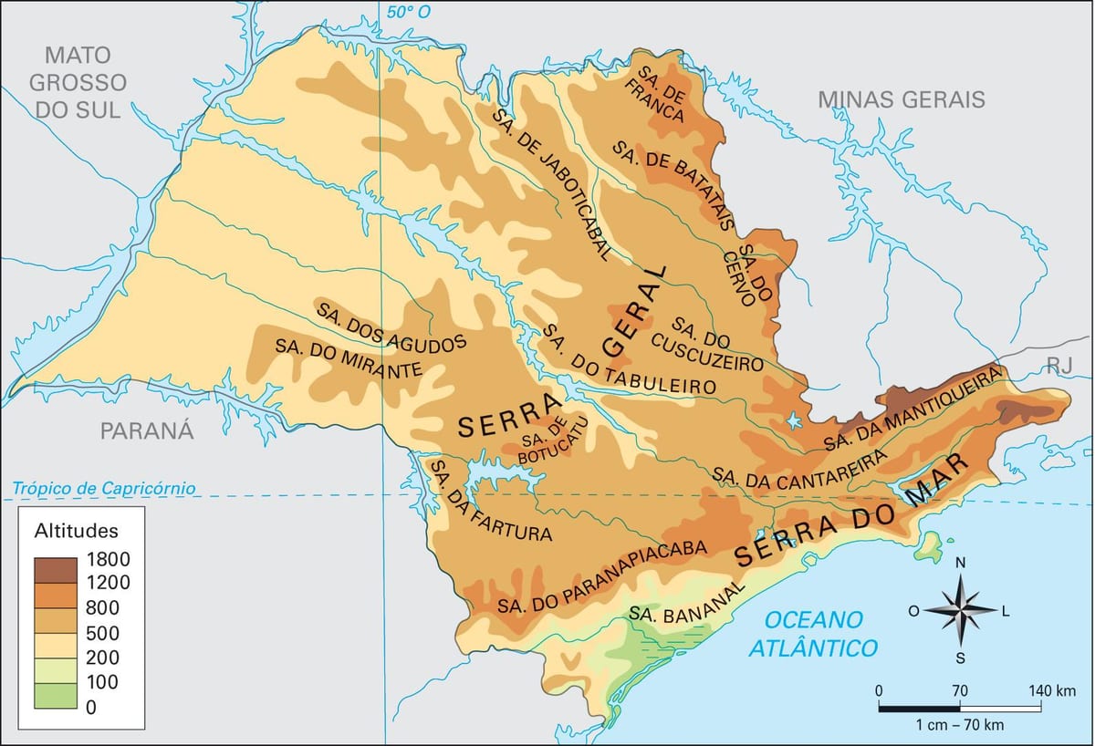 Karte der geografischen São Paulo