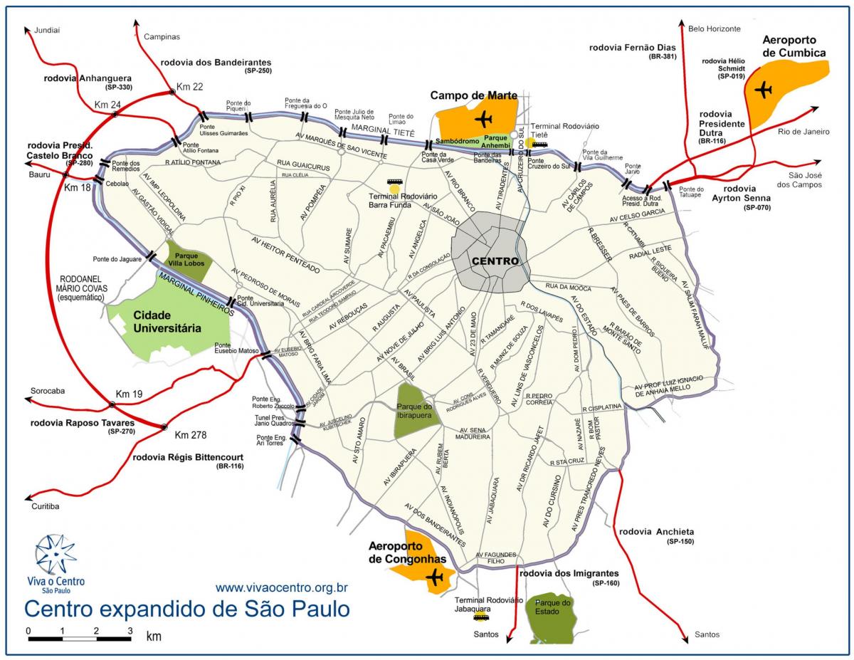 Karte der großen center-São Paulo