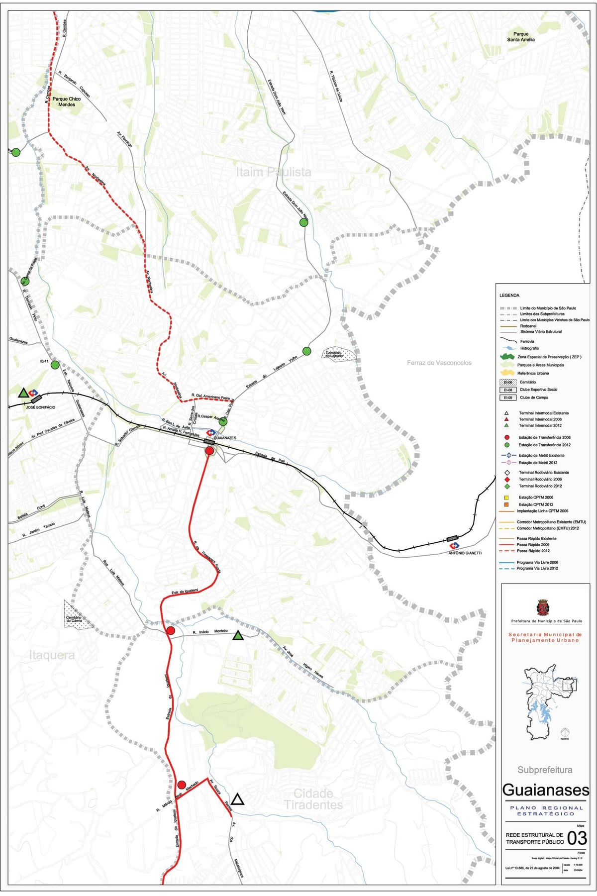 Karte von Guaianases São Paulo - Öffentliche Verkehrsmittel