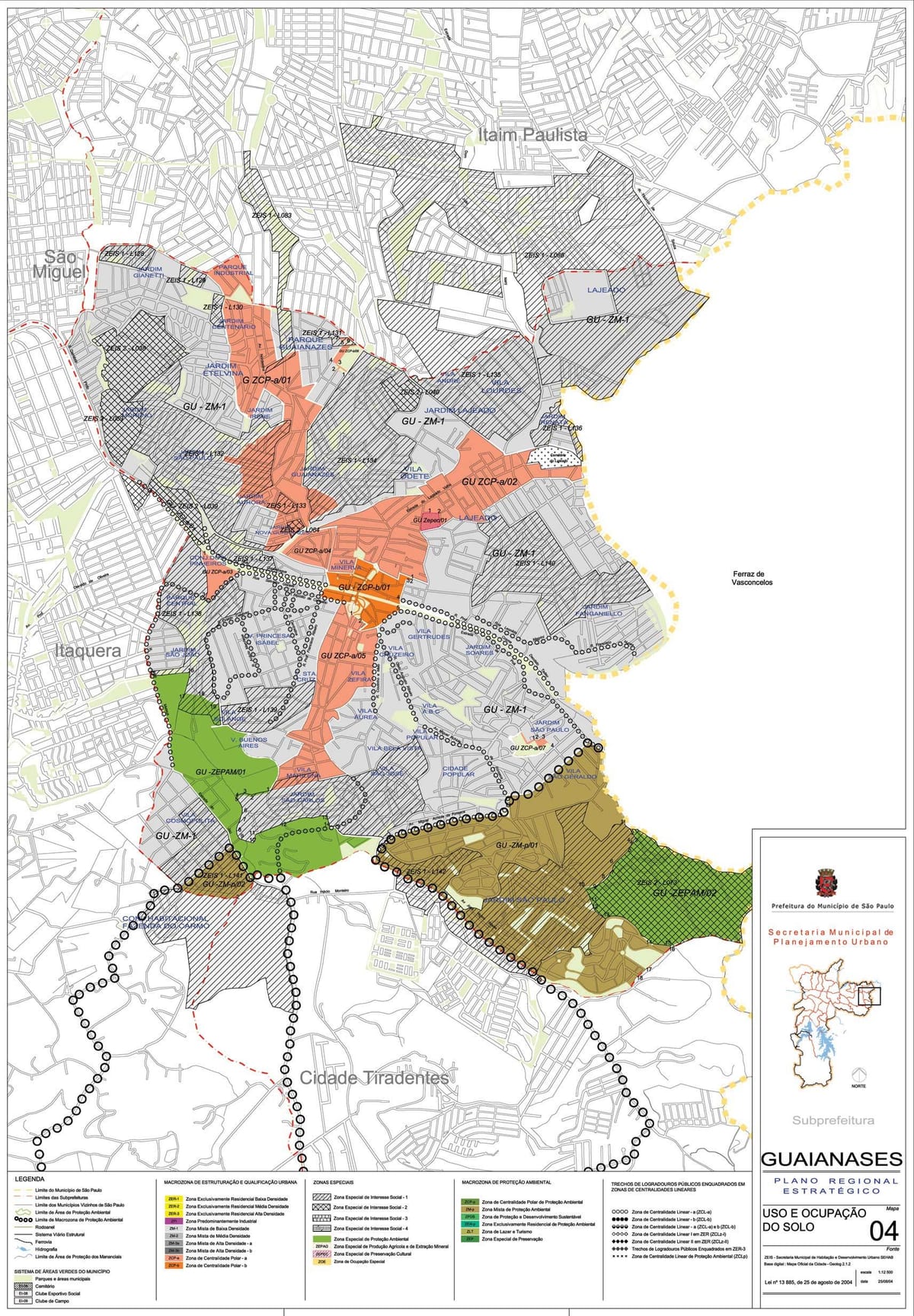 Karte von Guaianases São Paulo - Besetzung der Erde