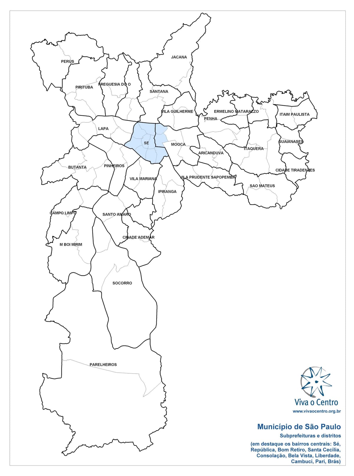Karte der zentralen zone von São Paulo