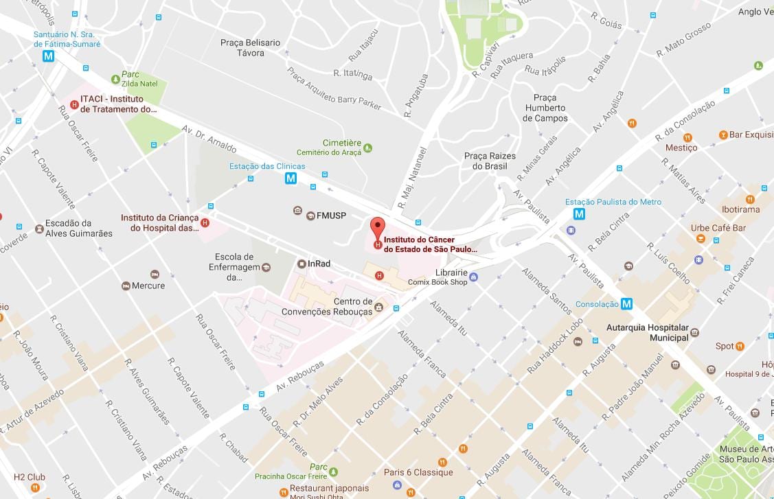 Karte des Institute of Cancer von São Paulo