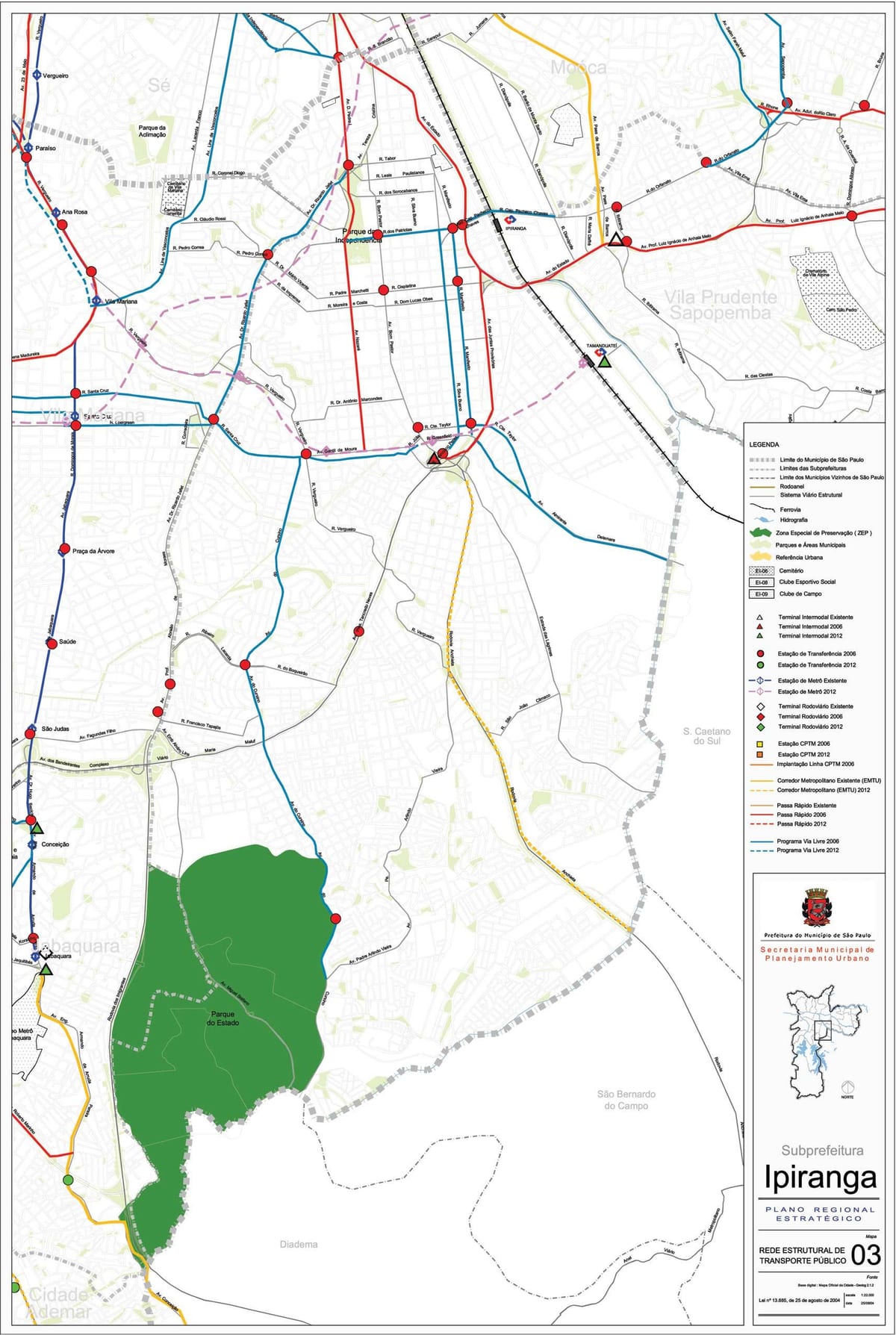 Karte von Ipiranga São Paulo - Öffentliche Verkehrsmittel