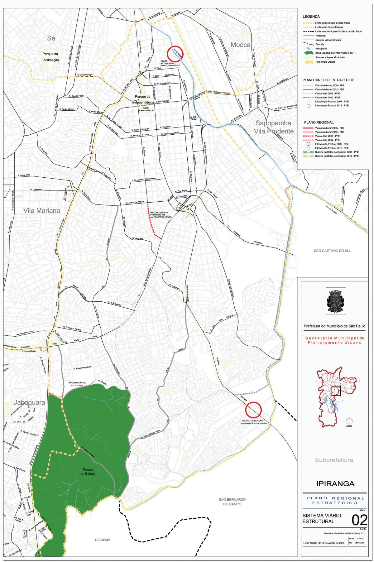 Karte von Ipiranga São Paulo - Straßen