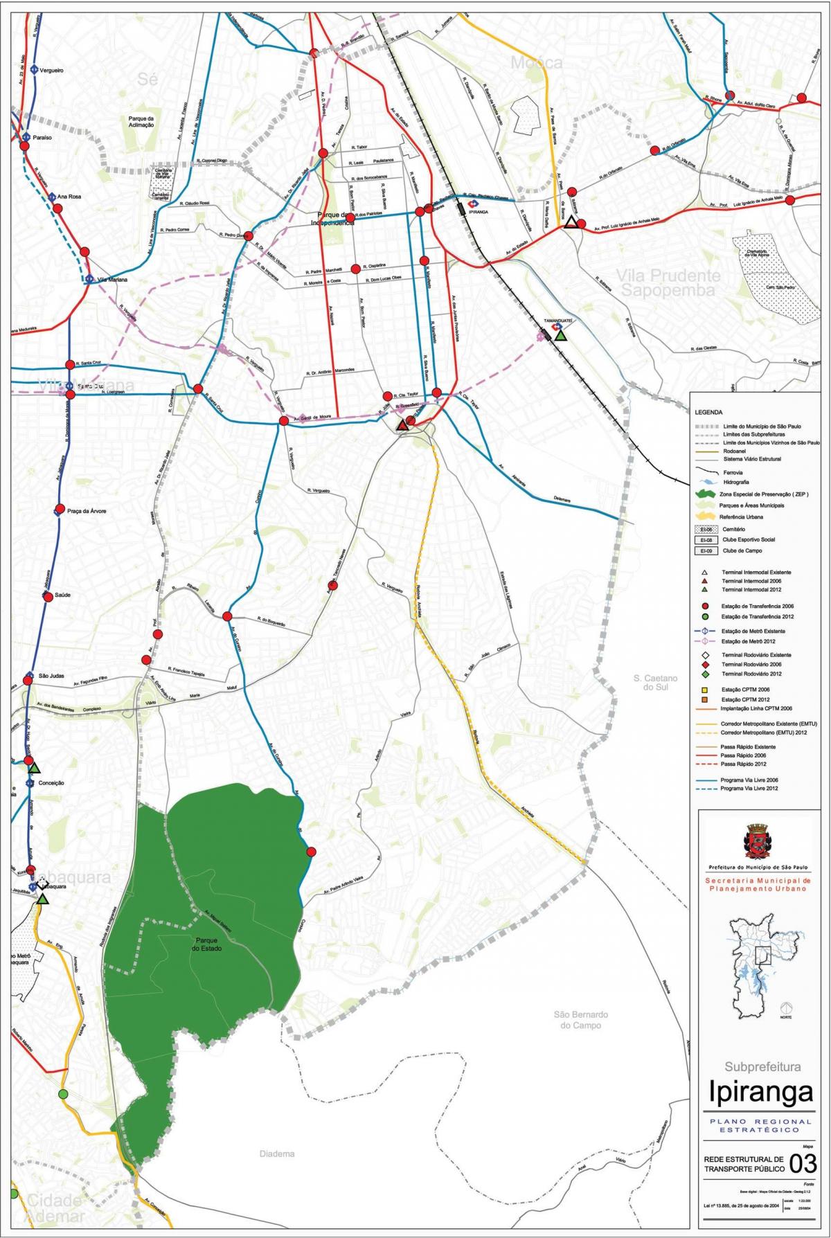 Karte von Ipiranga São Paulo - Öffentliche Verkehrsmittel