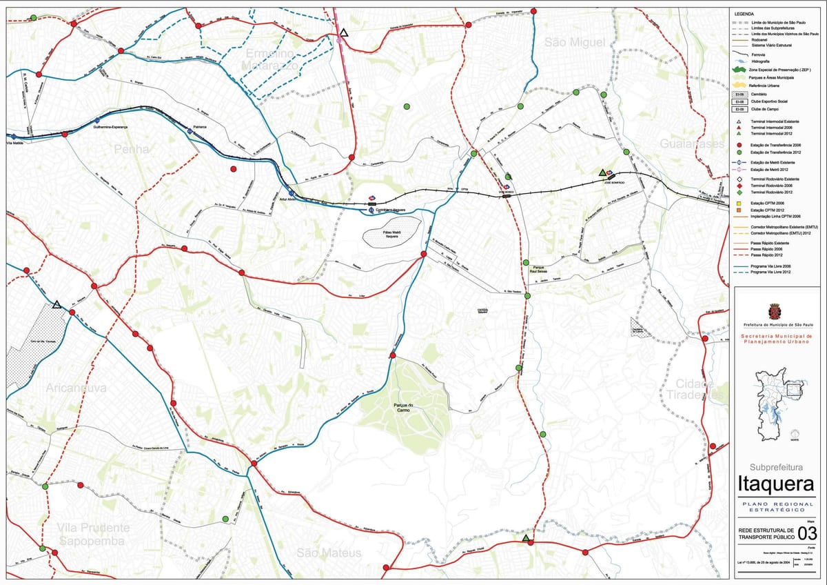 Karte von Itaquera São Paulo - Öffentliche Verkehrsmittel