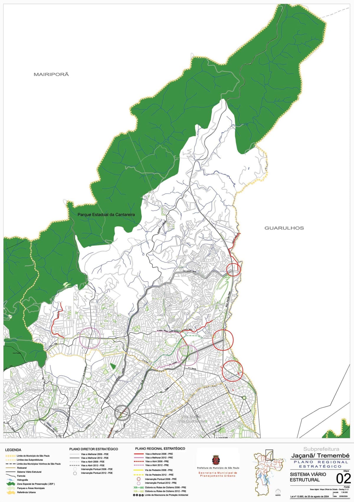 Karte von Jaçanã-Tremembé von São Paulo - Straßen