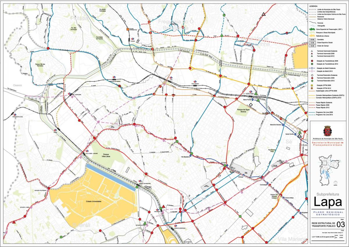 Karte von Lapa, São Paulo - Öffentliche Verkehrsmittel