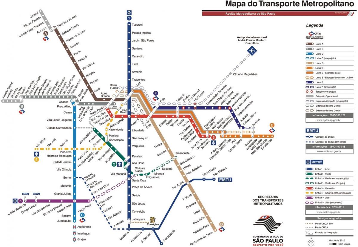 Karte von metropolitan transport von São Paulo