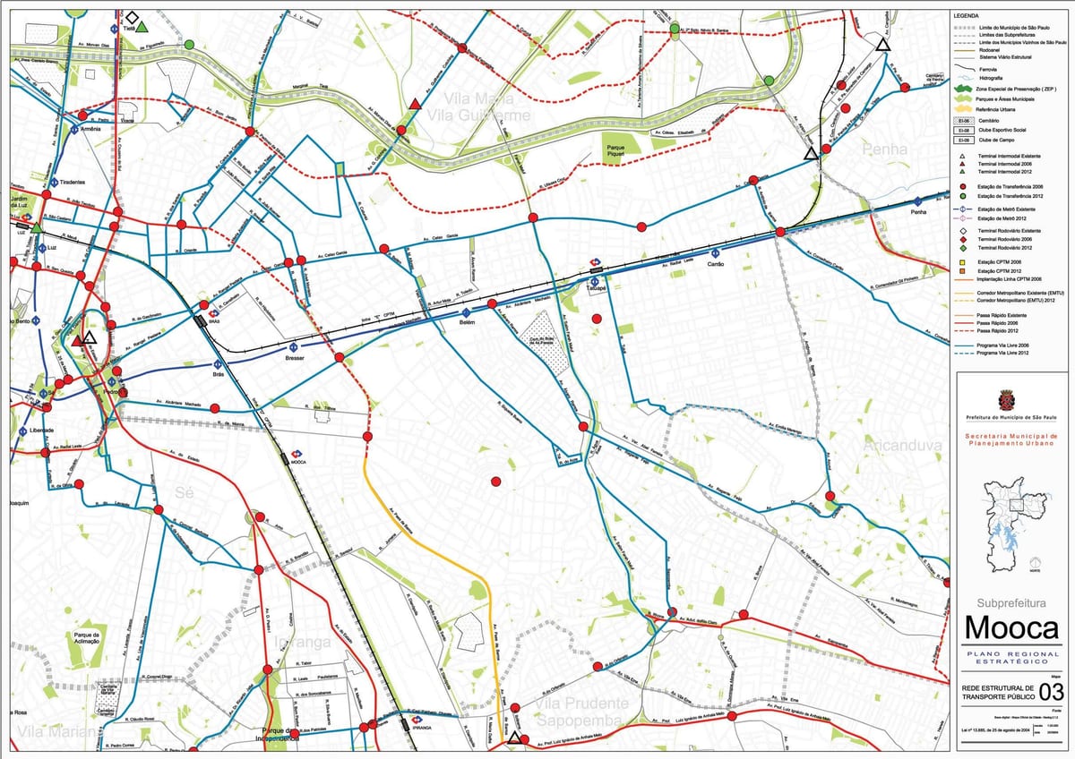 Karte von Mooca, São Paulo - Öffentliche Verkehrsmittel