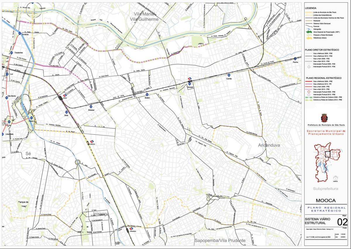 Karte von Mooca, São Paulo - Straßen