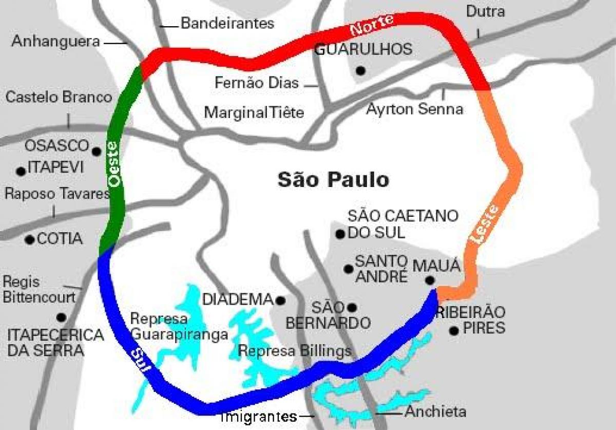 Karte von Mário Covas Autobahn - SP 21
