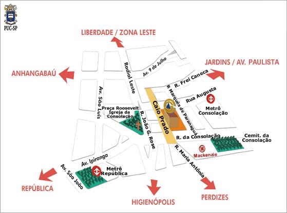 Karte der päpstlichen katholischen Universität von São Paulo