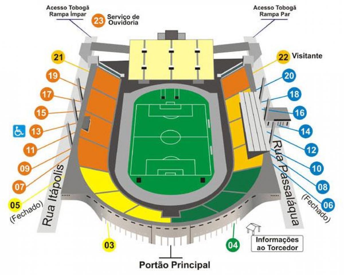 Karte von Pacaembu in São Paulo-Stadion