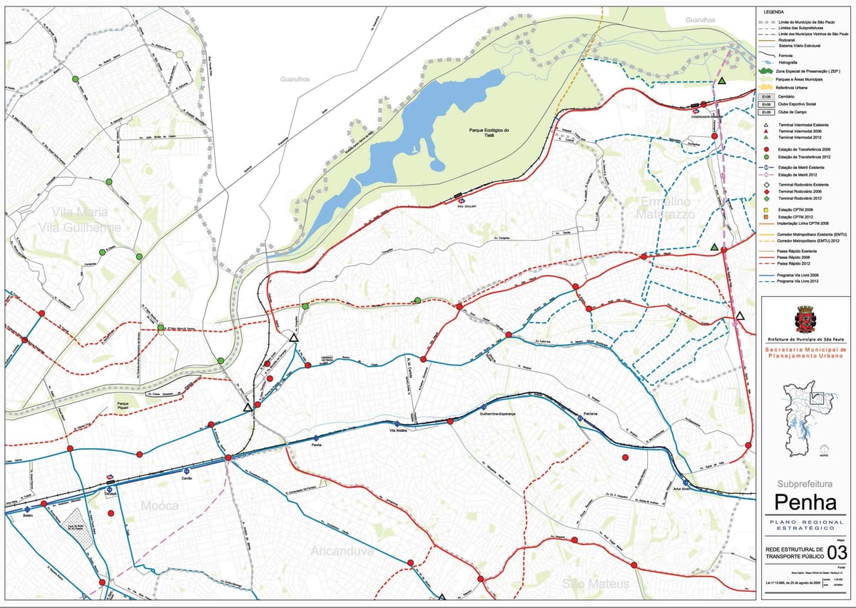 Karte von Penha Sao Paulo - Öffentliche Verkehrsmittel