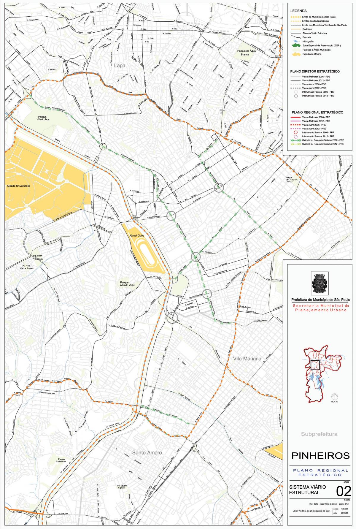 Karte von Pinheiros São Paulo - Straßen