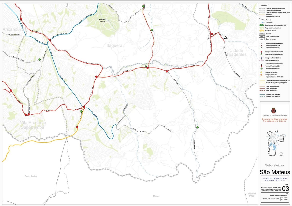 Karte von São Mateus São Paulo - Öffentliche Verkehrsmittel