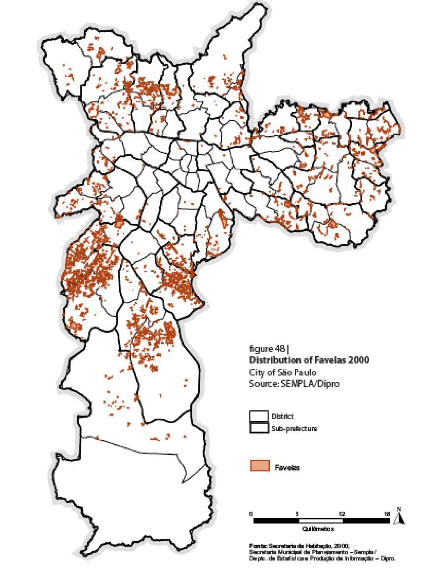 Karte von São Paulo in favelas