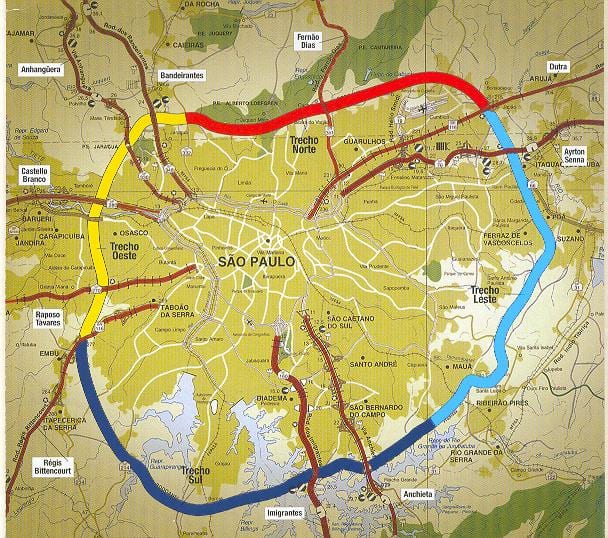 Karte von São Paulo beltway
