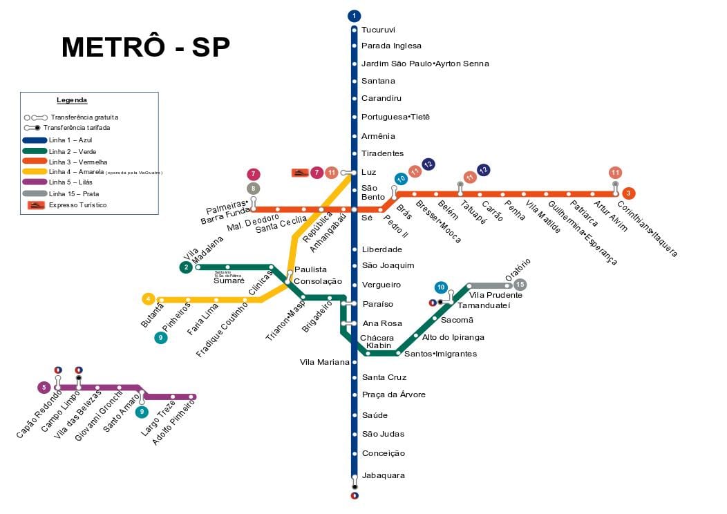Karte von São Paulo metro