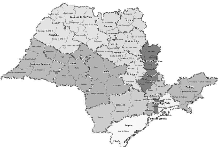Karte von São Paulo in schwarz und weiß