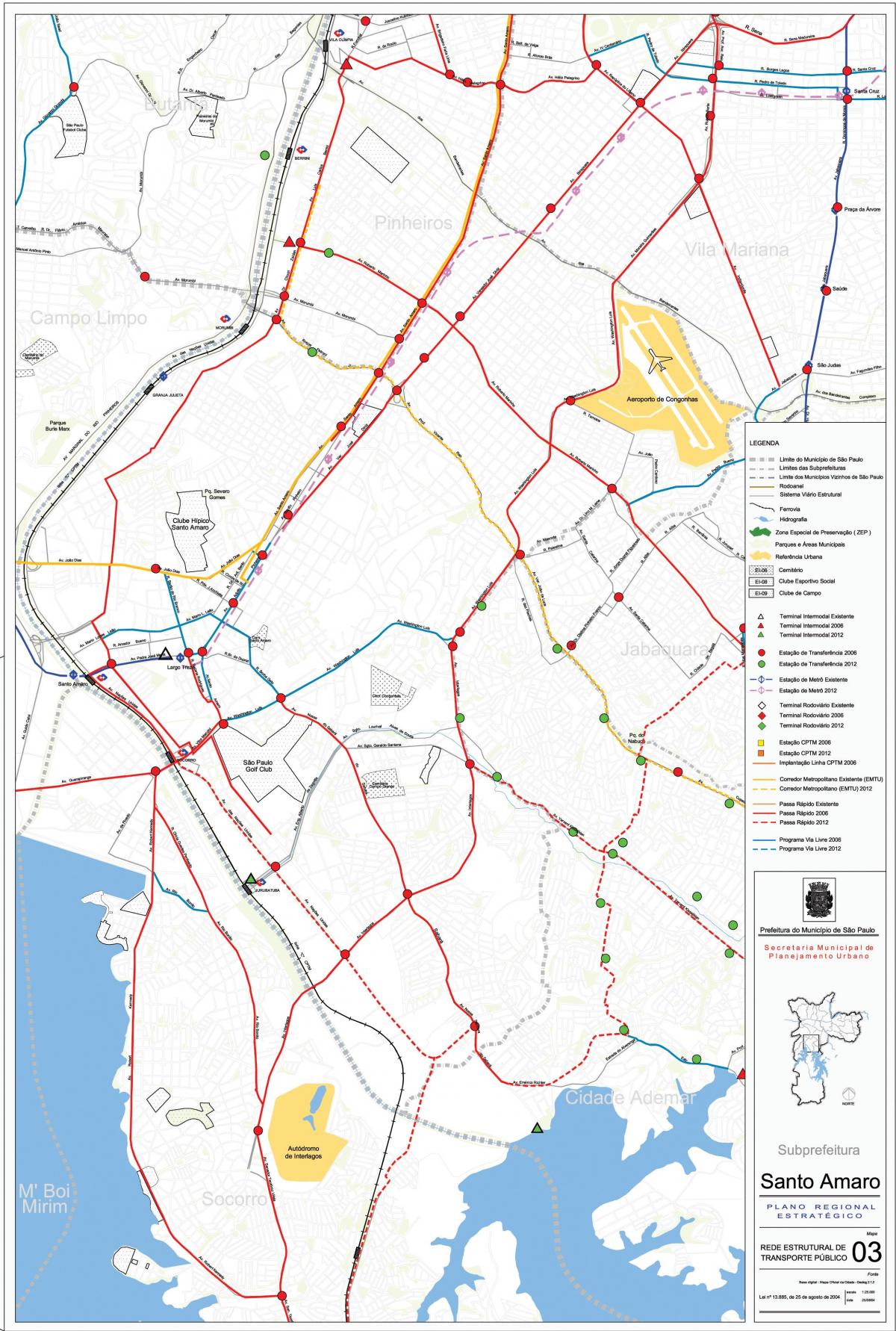 Karte von Santo Amaro-São Paulo - Öffentliche Verkehrsmittel
